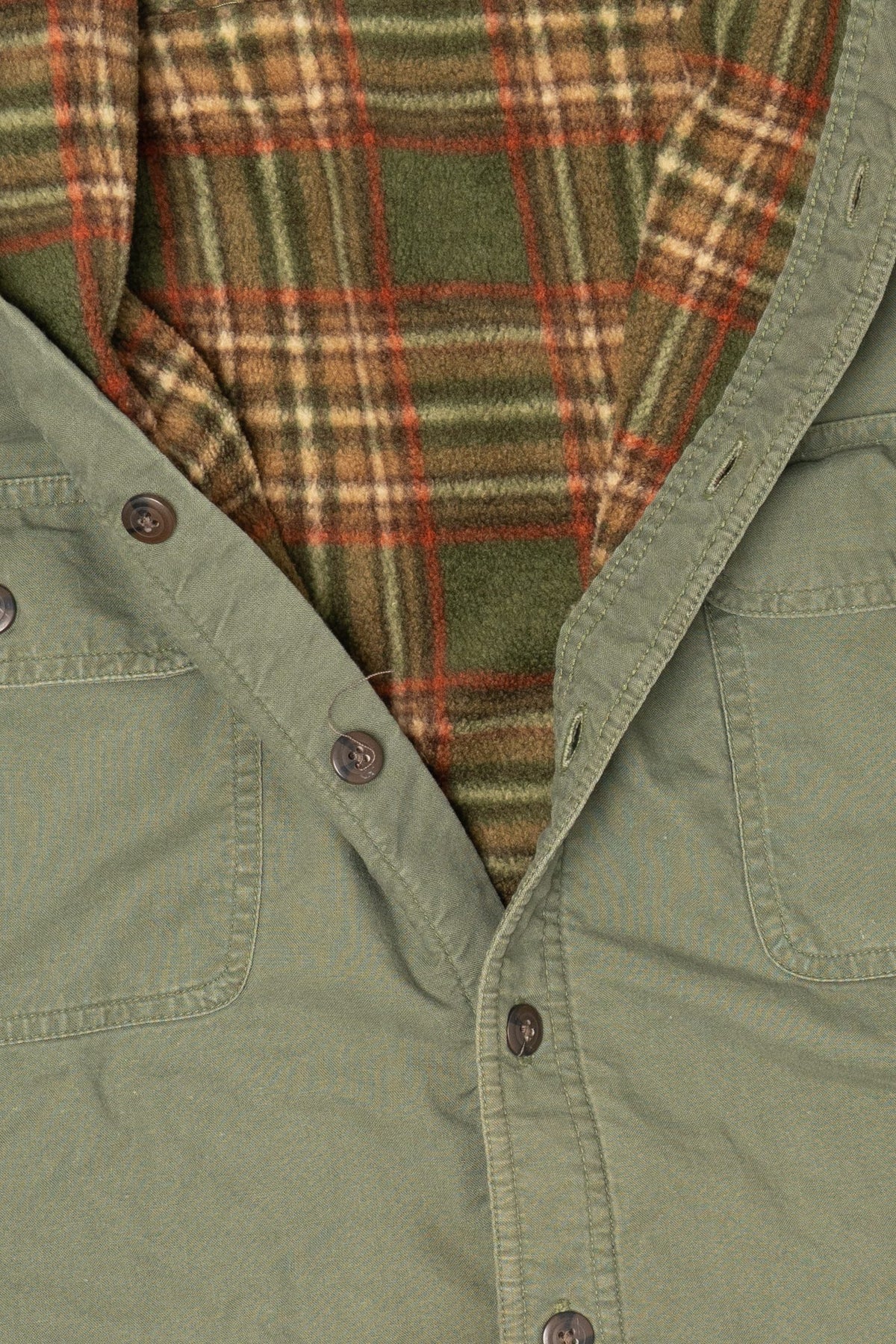 Vintage Green Faded Glory Plaid Lined Flannel Shirt (1990s)