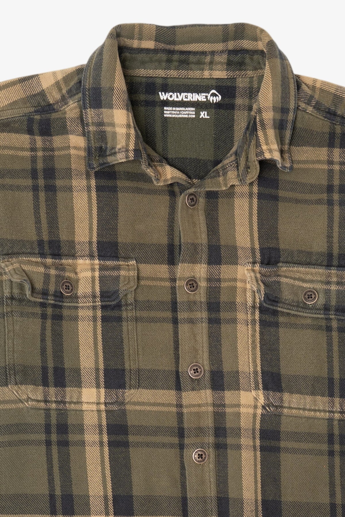 Army Green Wolverine Button Up Flannel Shirt (2010s)