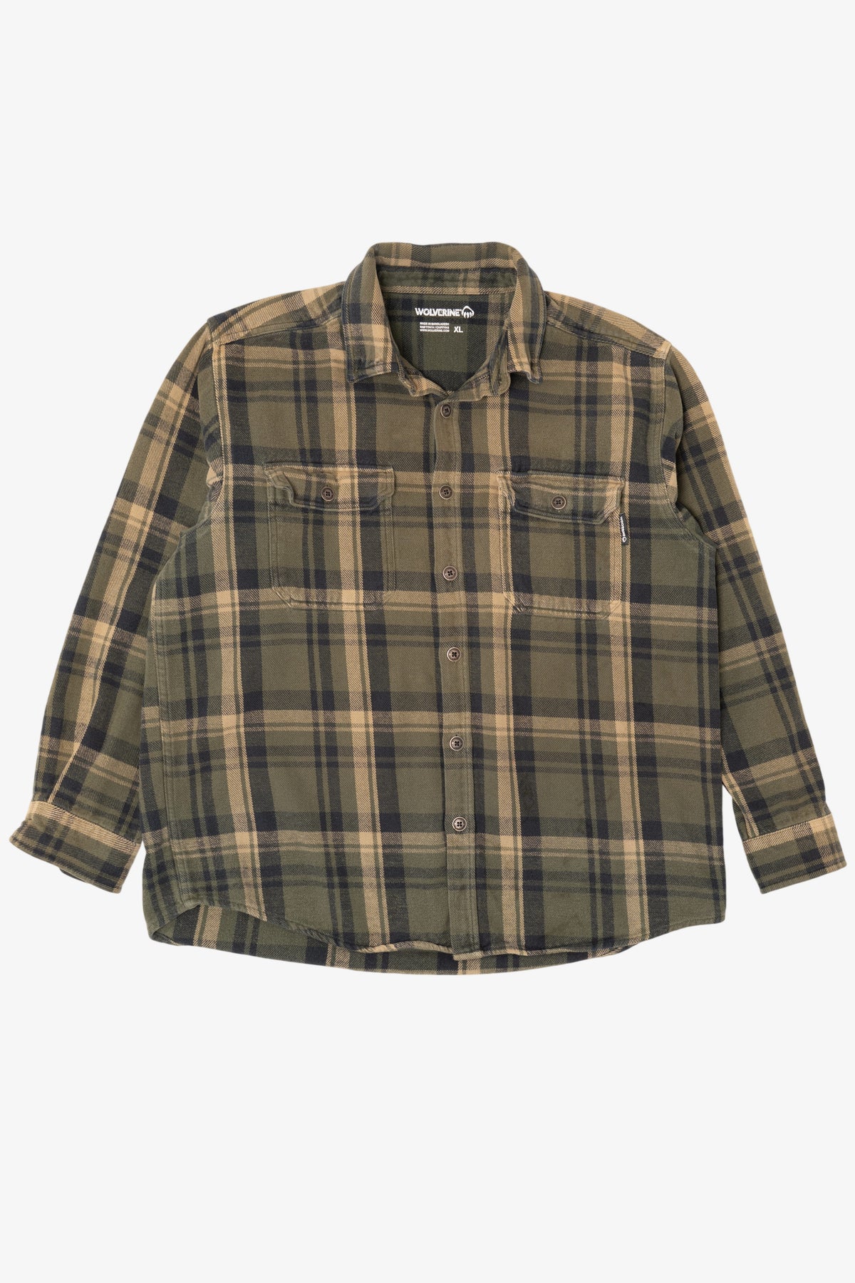 Army Green Wolverine Button Up Flannel Shirt (2010s)