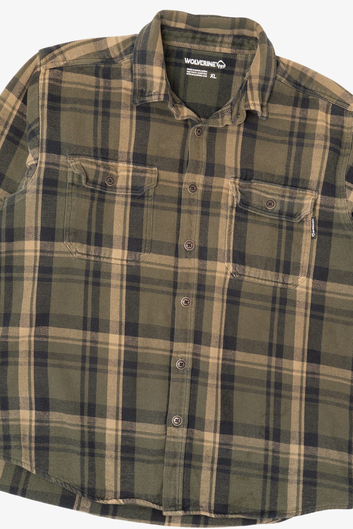 Army Green Wolverine Button Up Flannel Shirt (2010s)
