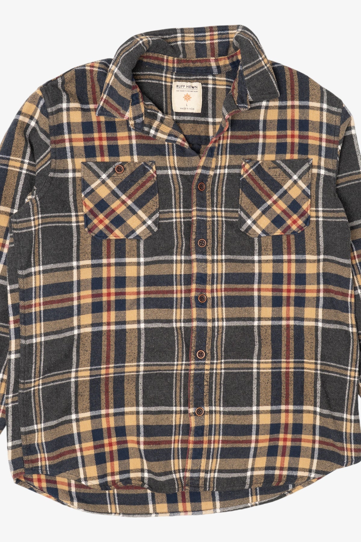 Vintage Brown Ruff Hewn Button Up Flannel Shirt (1990s)