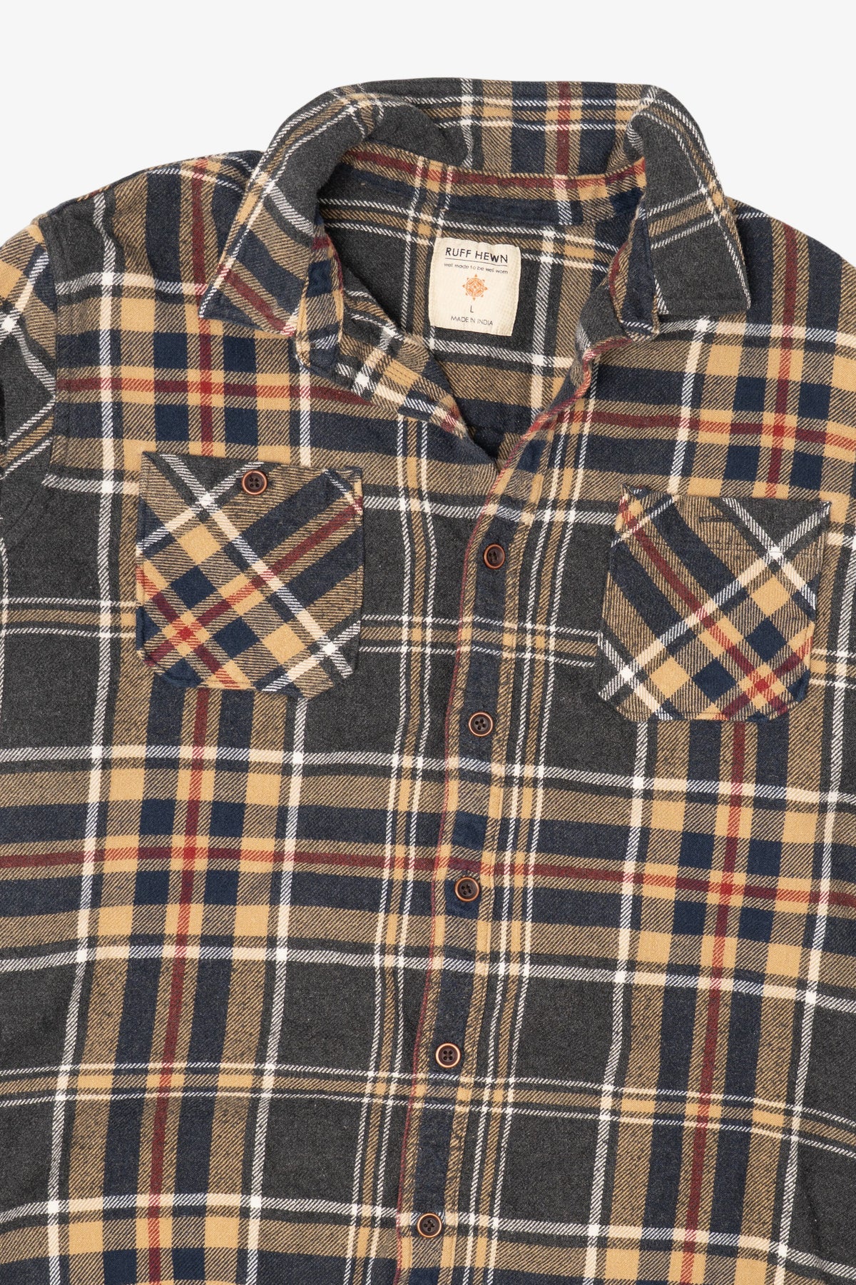 Vintage Brown Ruff Hewn Button Up Flannel Shirt (1990s)