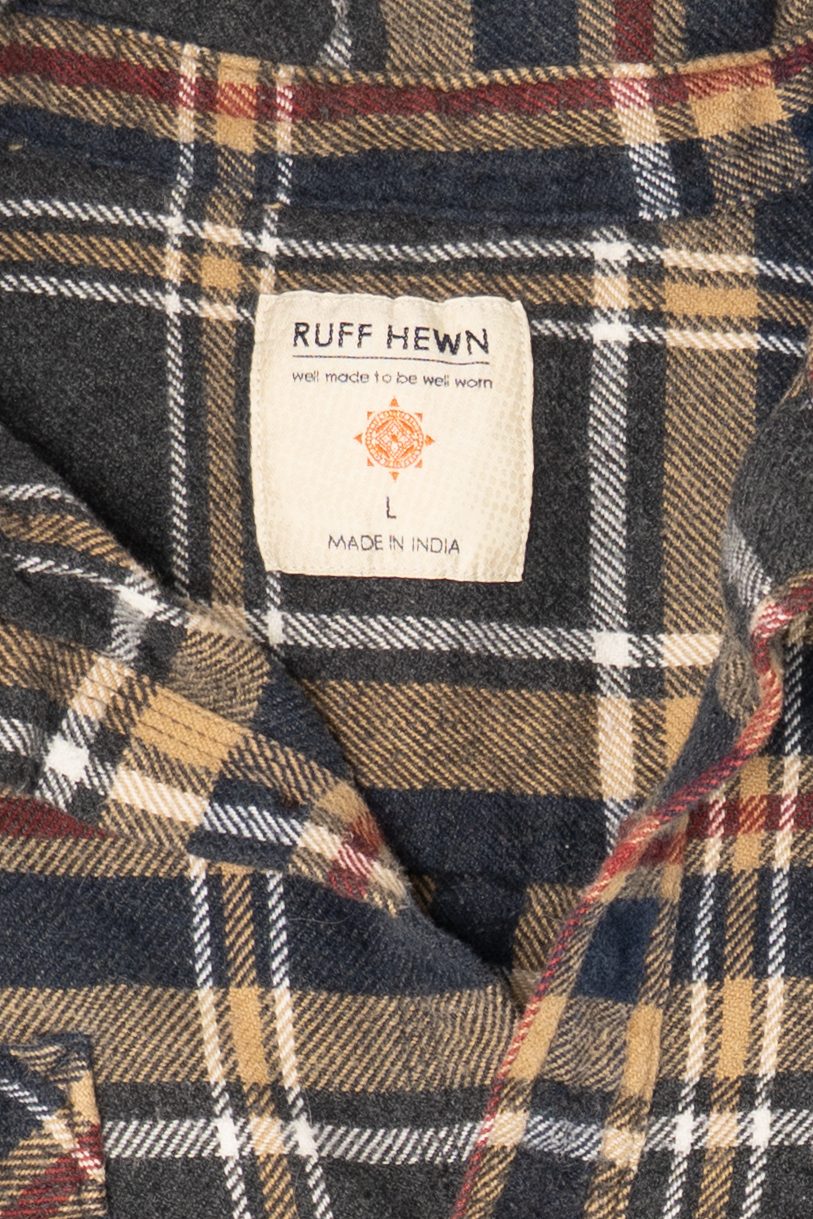 Vintage Brown Ruff Hewn Button Up Flannel Shirt (1990s)