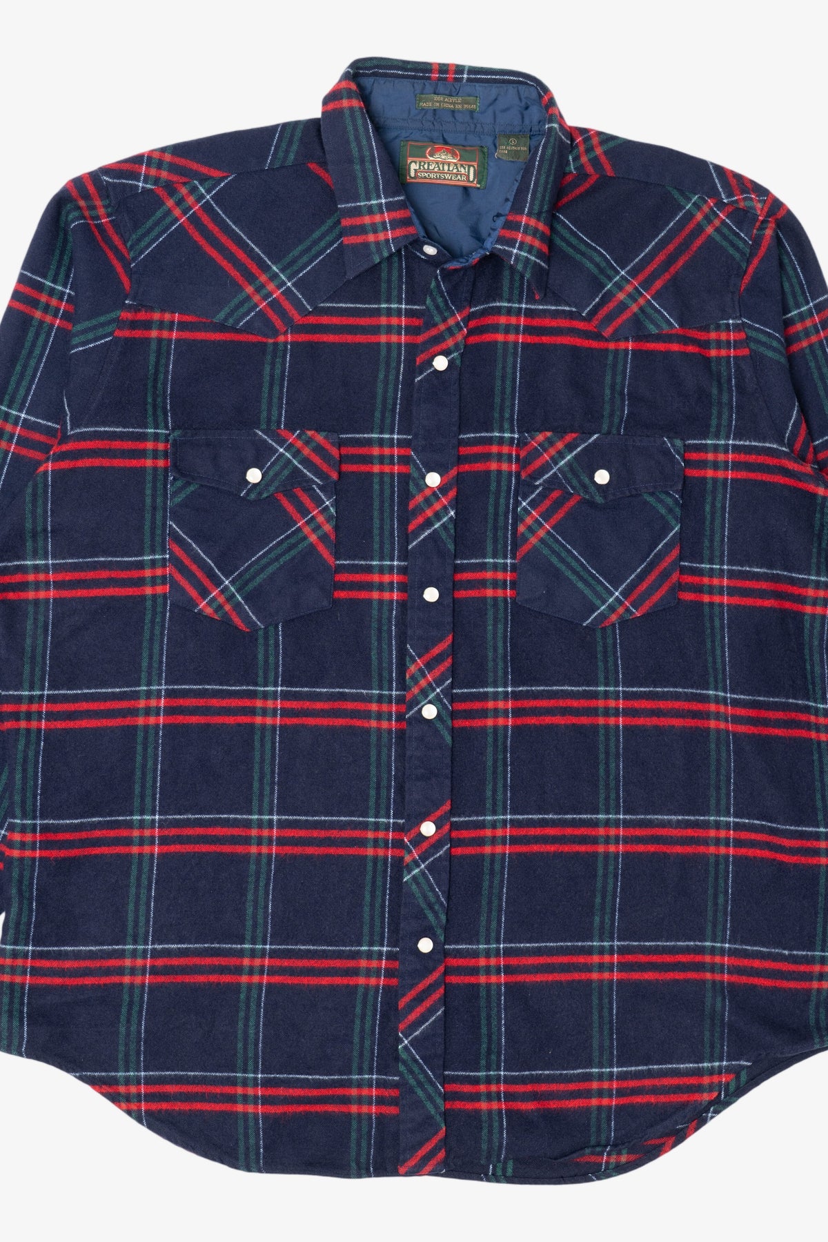 Vintage Navy Blue Greatland Sportswear Button Up Flannel Shirt (1990s)