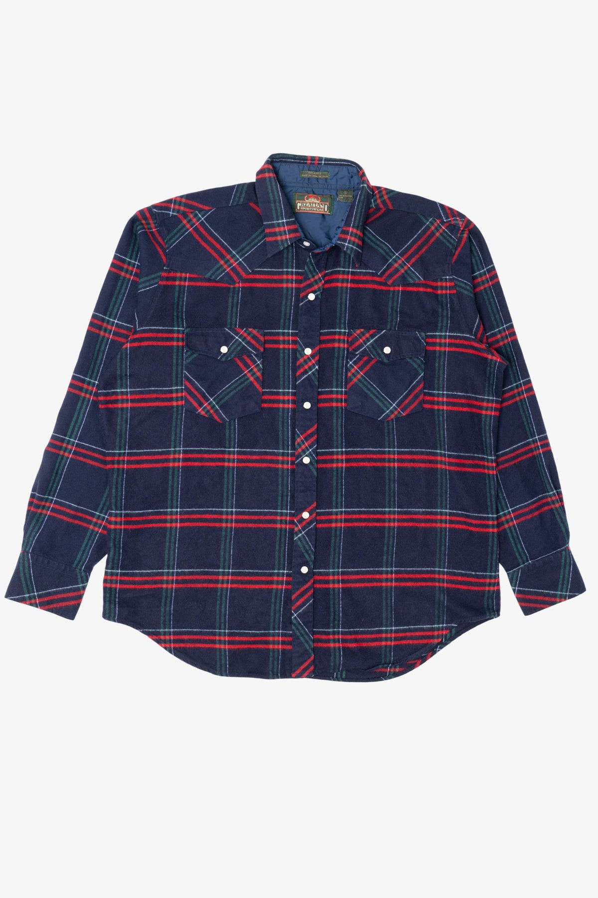 Vintage Navy Blue Greatland Sportswear Button Up Flannel Shirt (1990s)