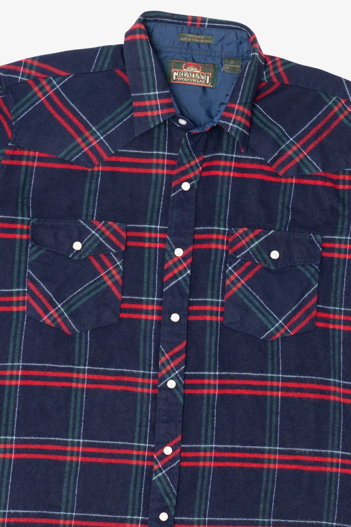 Vintage Navy Blue Greatland Sportswear Button Up Flannel Shirt (1990s)