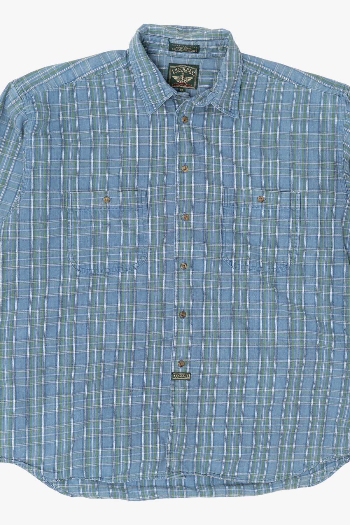 Vintage Blue Plaid Dockers Button Up Shirt (1990s)