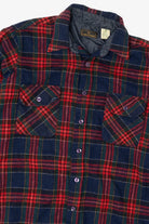 Vintage Navy Blue And Red Plaid Canvasback Button Up Flannel Shirt (1980s)