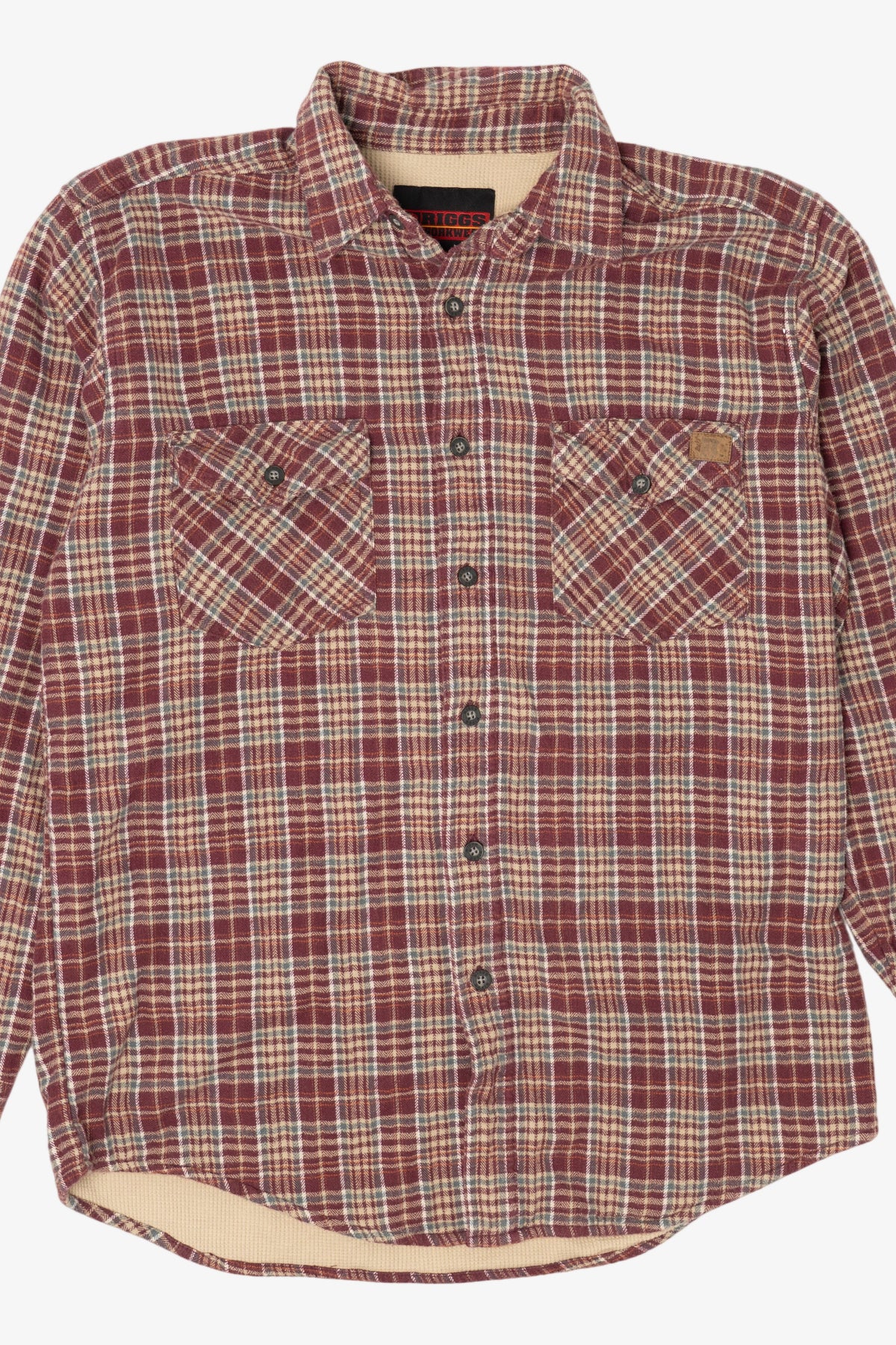 Burgundy Plaid Riggs Workwear Button Up Shirt (2000s)