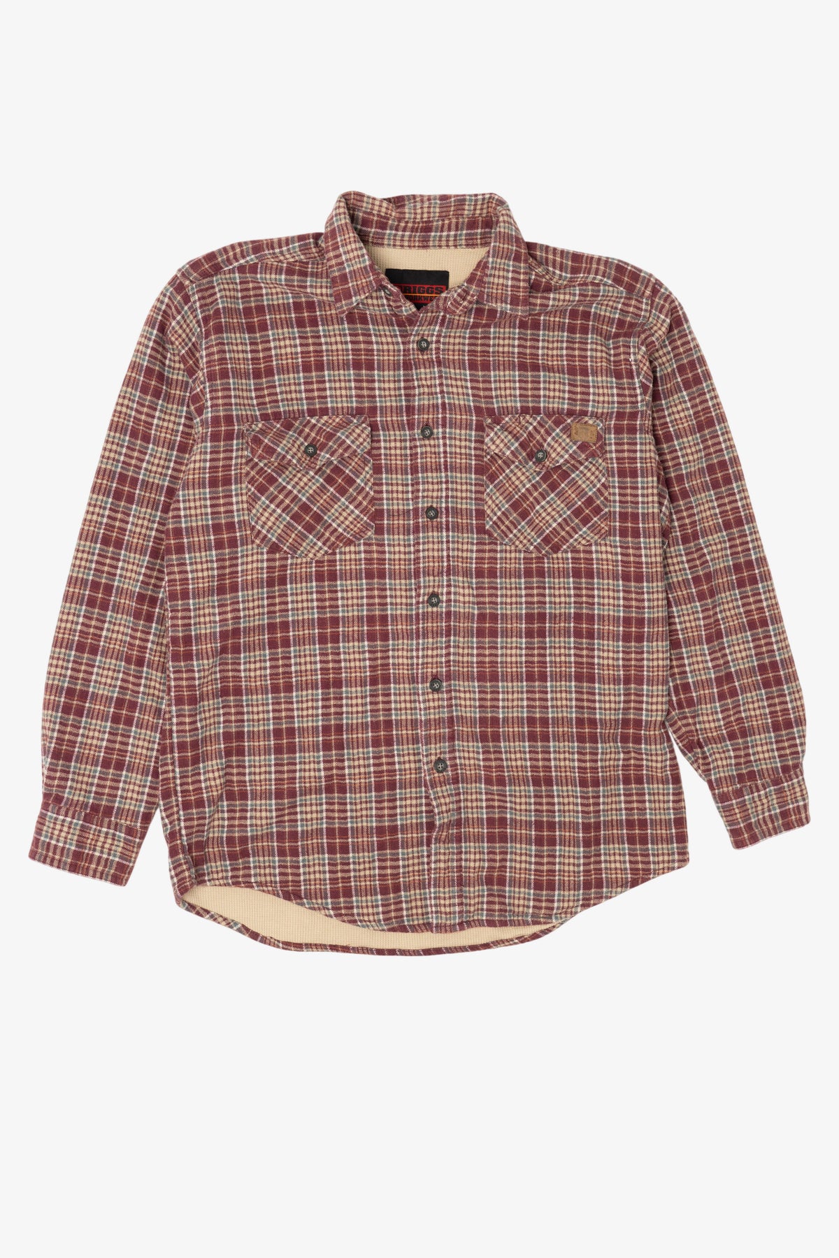 Burgundy Plaid Riggs Workwear Button Up Shirt (2000s)