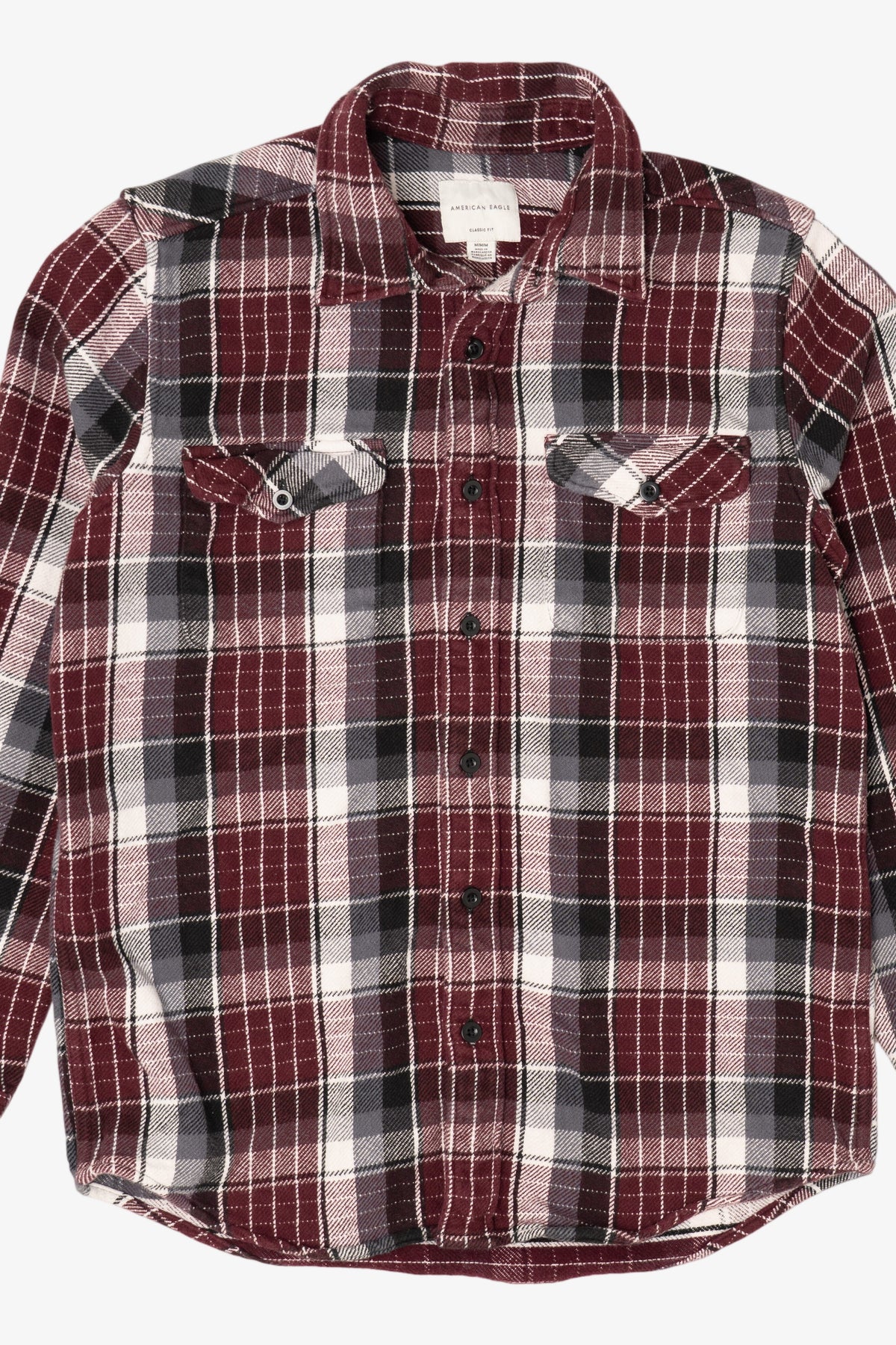 Burgundy Plaid American Eagle Button Up Shirt (2010s)