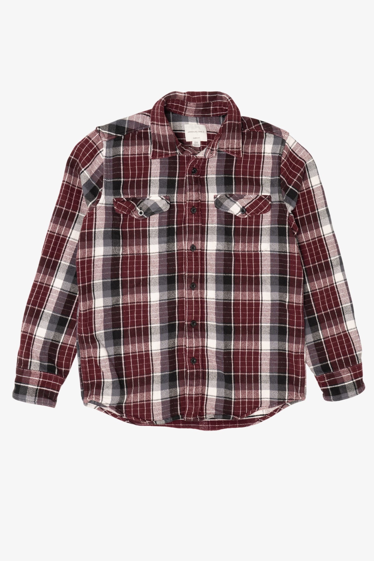 Burgundy Plaid American Eagle Button Up Shirt (2010s)
