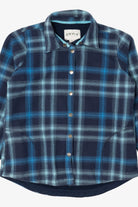 Navy Blue Plaid Fleece Lined Orvis Button Up Flannel (2010s)