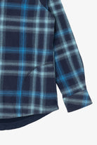 Navy Blue Plaid Fleece Lined Orvis Button Up Flannel (2010s)