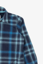 Navy Blue Plaid Fleece Lined Orvis Button Up Flannel (2010s)