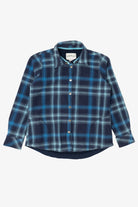 Navy Blue Plaid Fleece Lined Orvis Button Up Flannel (2010s)