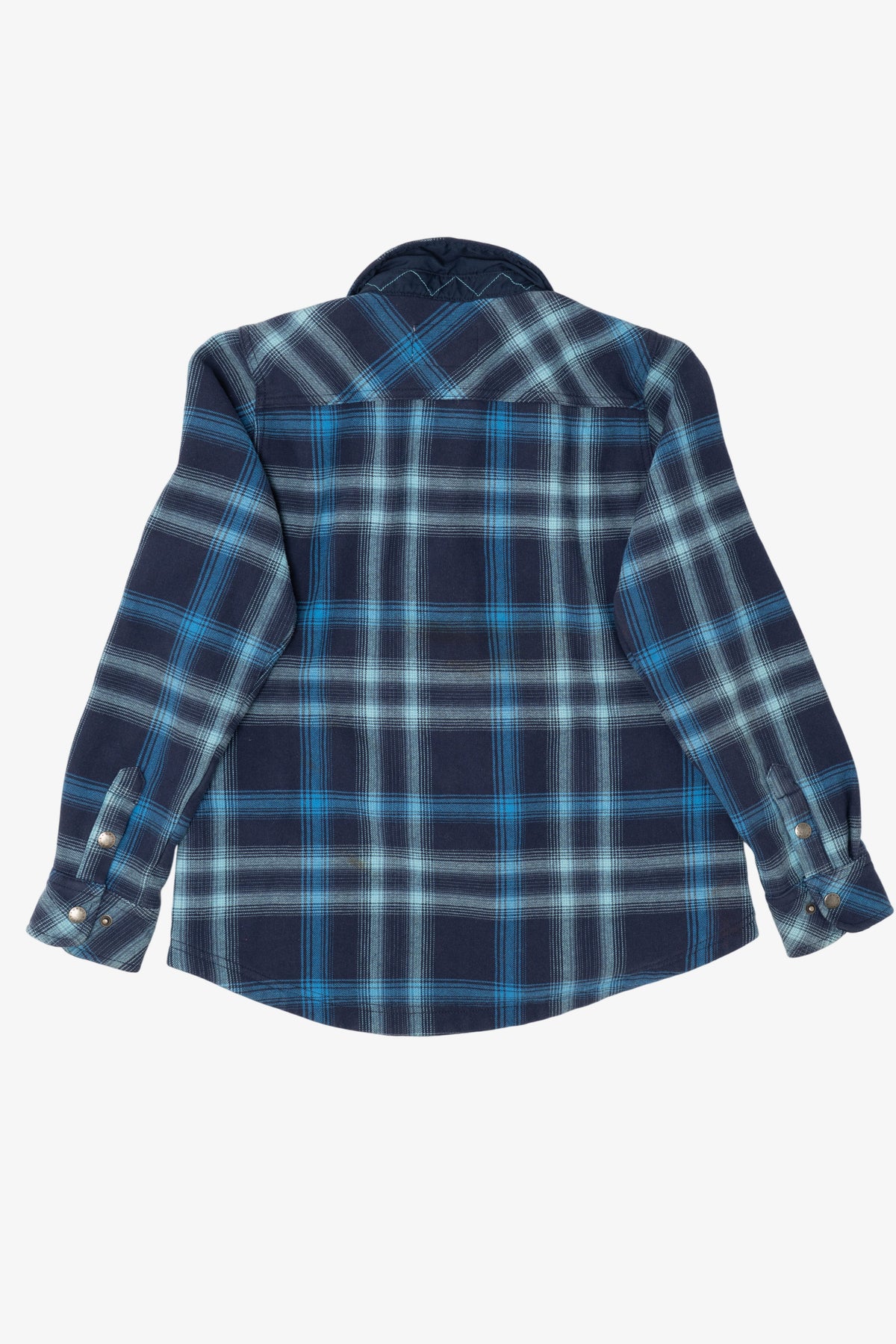 Navy Blue Plaid Fleece Lined Orvis Button Up Flannel (2010s)
