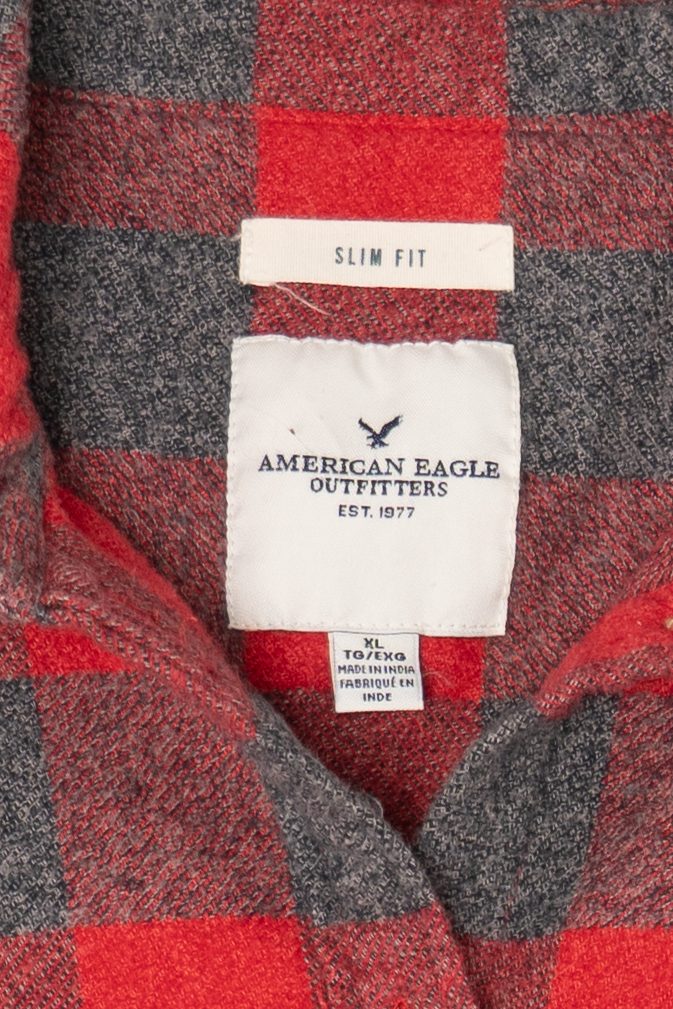 Red Checkered American Eagle Button Up Shirt (2010s)