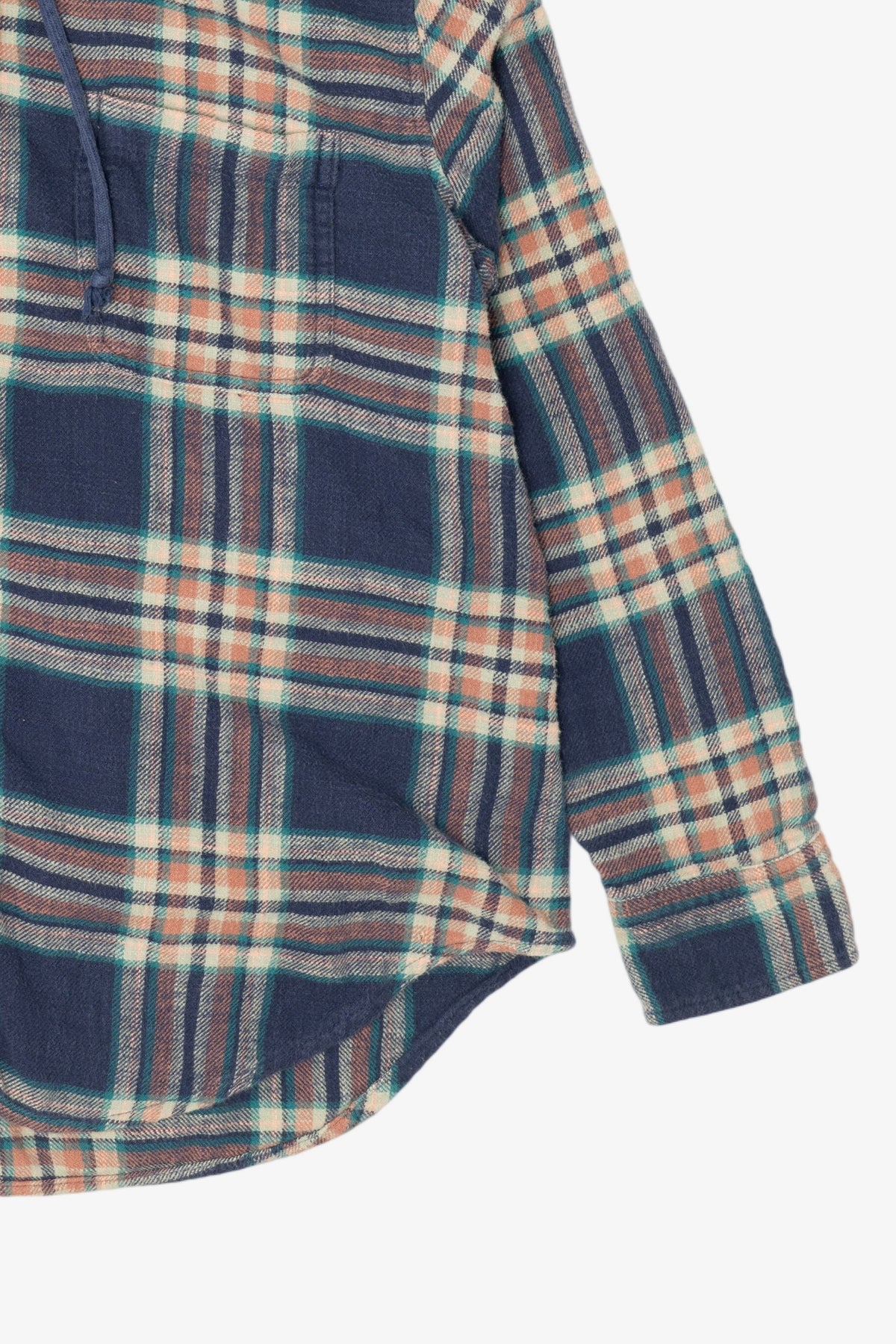 Navy Blue Plaid American Eagle Hooded Button Up Shirt (2020s)
