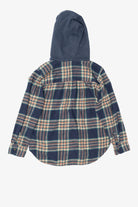Navy Blue Plaid American Eagle Hooded Button Up Shirt (2020s)