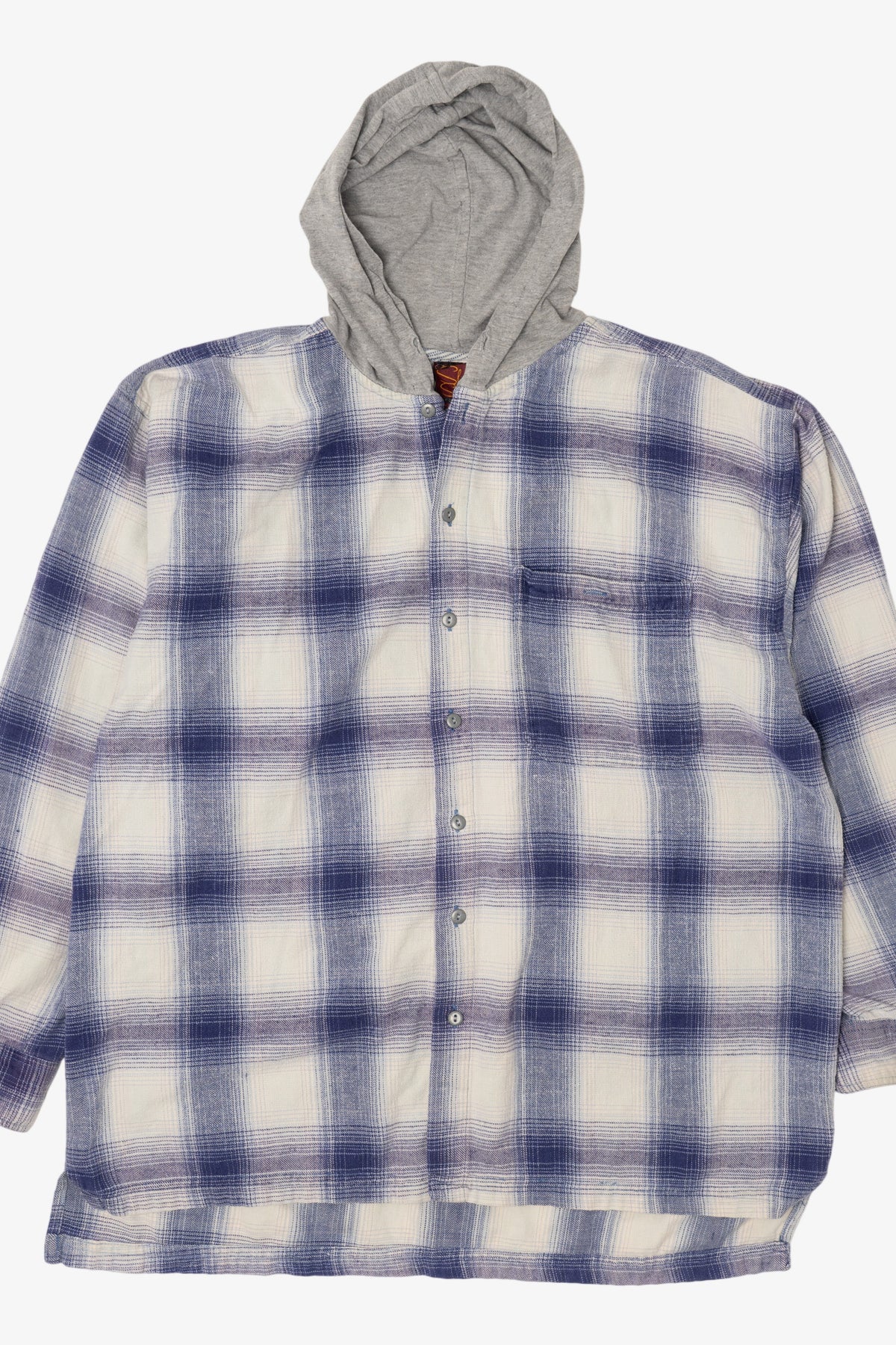 Vintage Blue Plaid Shah Safari Hooded Button Up Shirt (1990s)