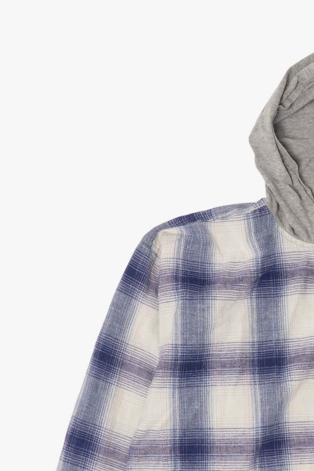 Vintage Blue Plaid Shah Safari Hooded Button Up Shirt (1990s)