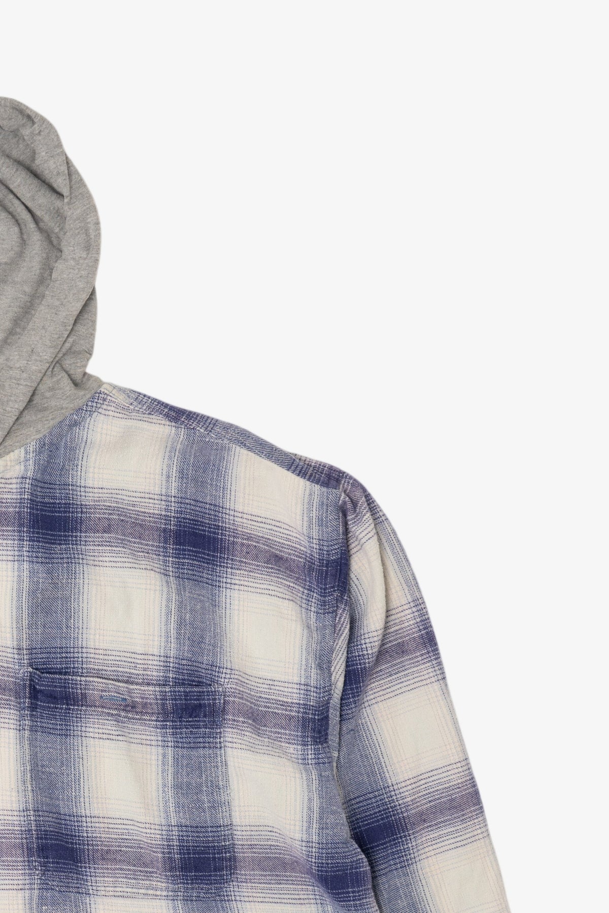 Vintage Blue Plaid Shah Safari Hooded Button Up Shirt (1990s)