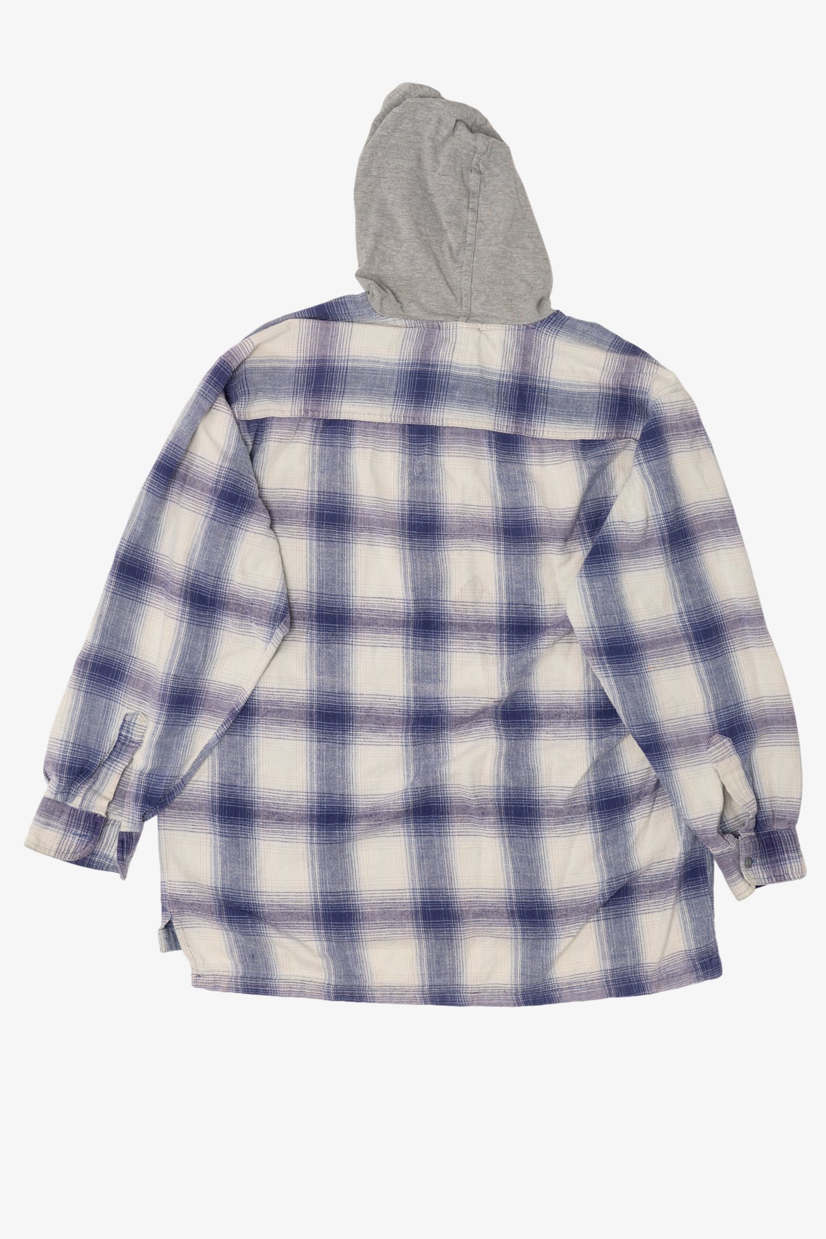 Vintage Blue Plaid Shah Safari Hooded Button Up Shirt (1990s)