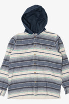Blue Striped Billabong Hooded Button Up Shirt (2010s)