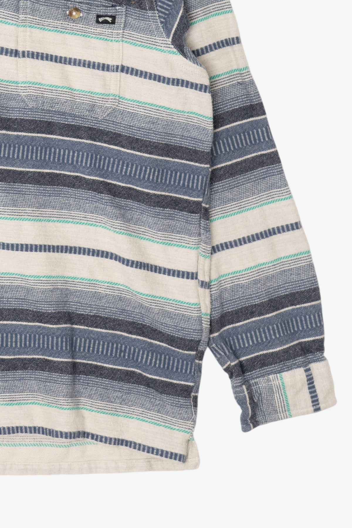 Blue Striped Billabong Hooded Button Up Shirt (2010s)