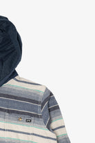 Blue Striped Billabong Hooded Button Up Shirt (2010s)