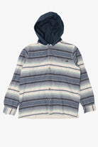 Blue Striped Billabong Hooded Button Up Shirt (2010s)