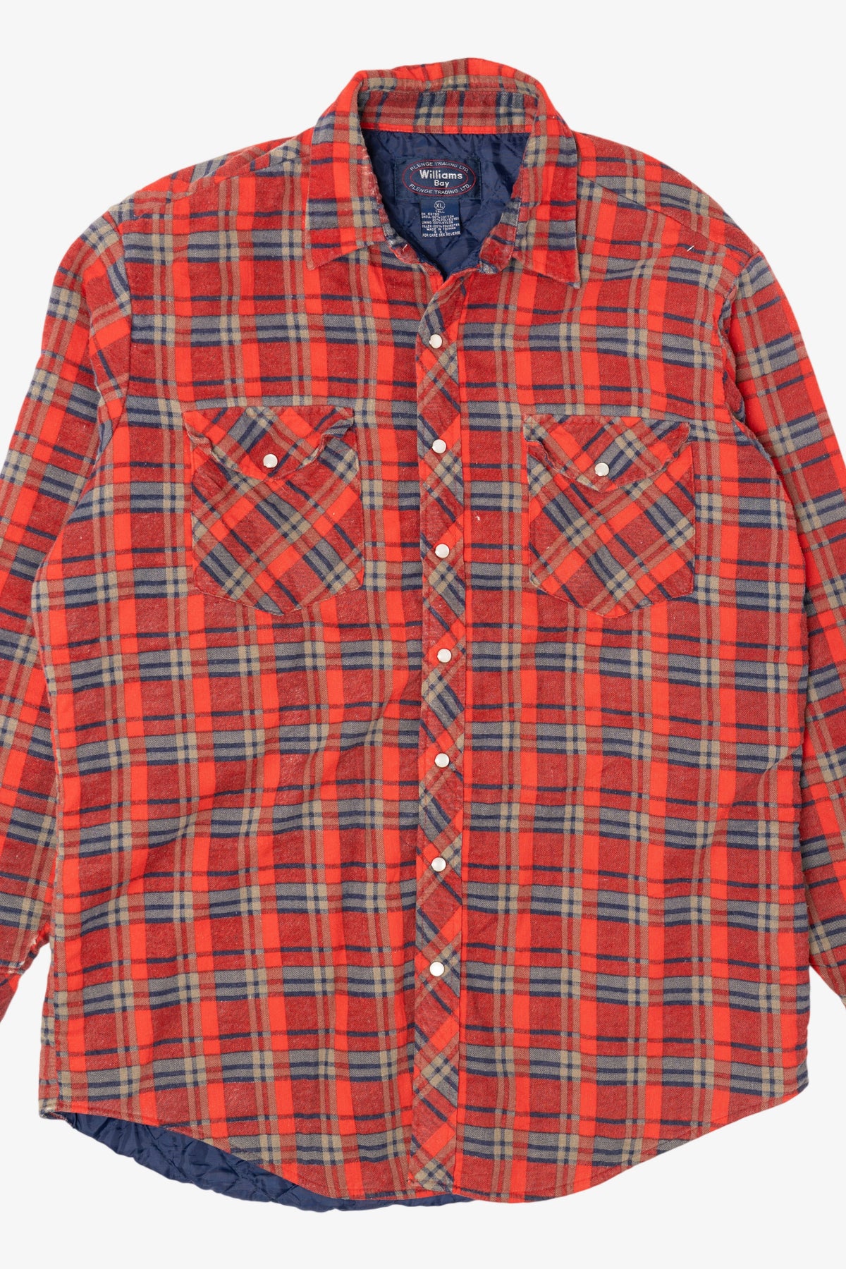 Vintage Distressed Red Plaid Williams Bay Quilt Lined Flannel Shirt (1990s)