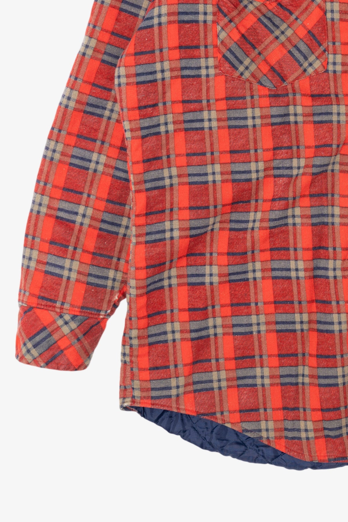 Vintage Distressed Red Plaid Williams Bay Quilt Lined Flannel Shirt (1990s)