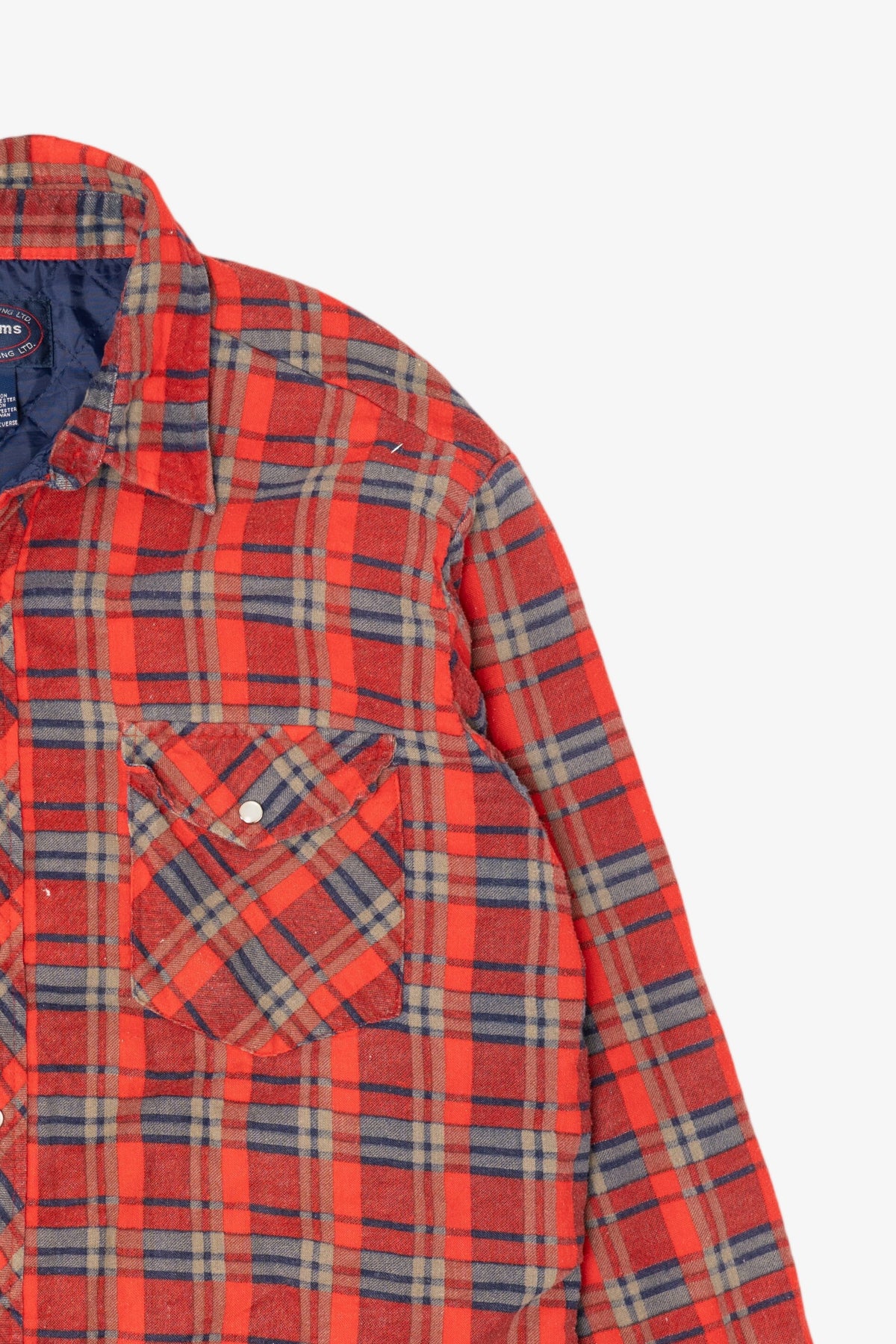 Vintage Distressed Red Plaid Williams Bay Quilt Lined Flannel Shirt (1990s)