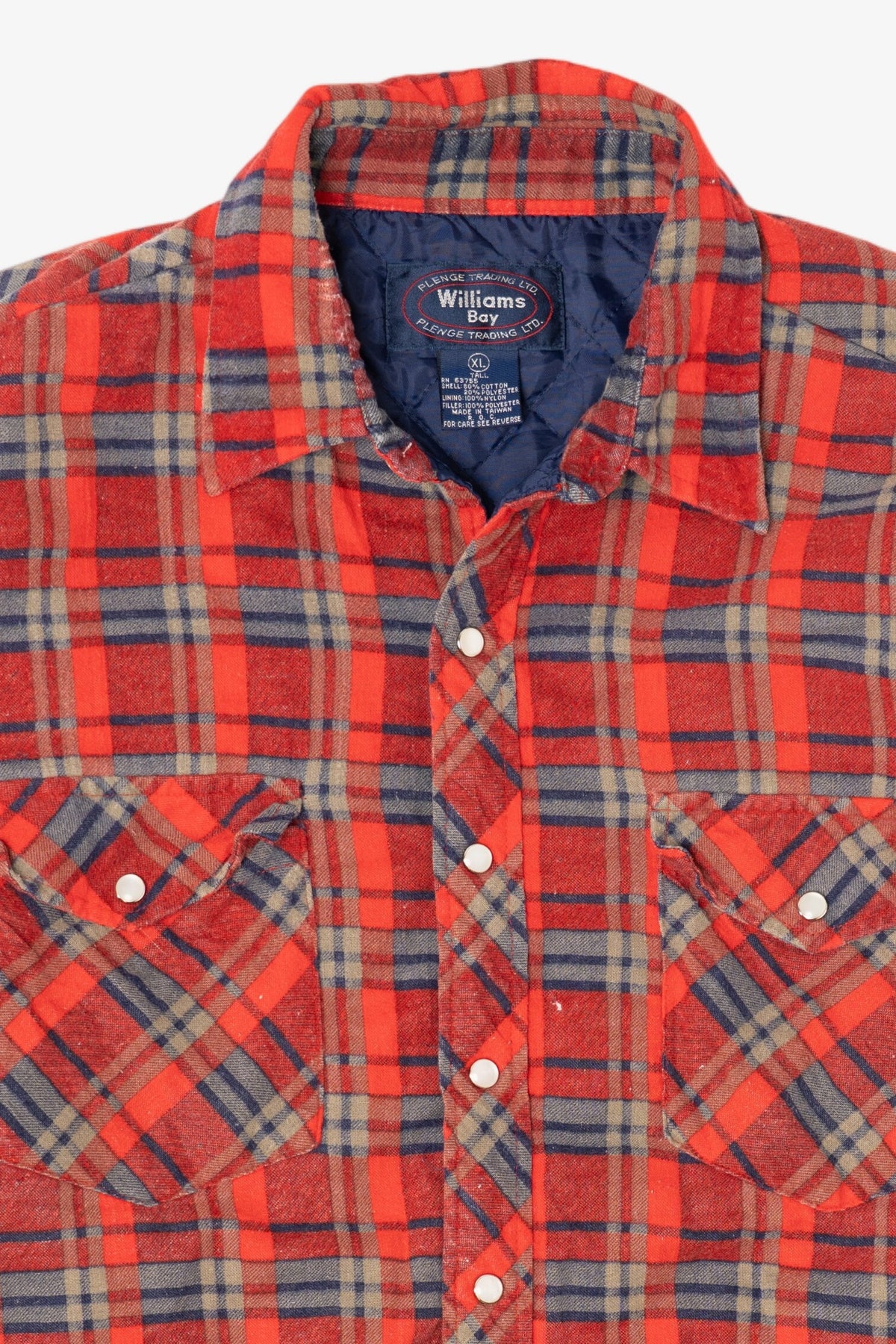 Vintage Distressed Red Plaid Williams Bay Quilt Lined Flannel Shirt (1990s)