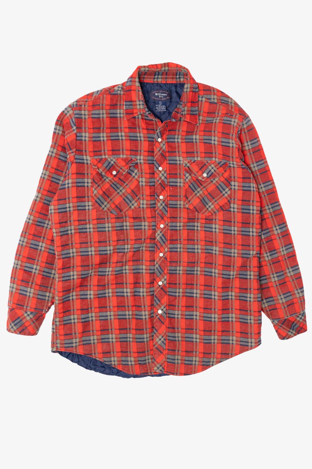 Vintage Distressed Red Plaid Williams Bay Quilt Lined Flannel Shirt (1990s)