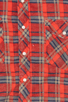 Vintage Distressed Red Plaid Williams Bay Quilt Lined Flannel Shirt (1990s)