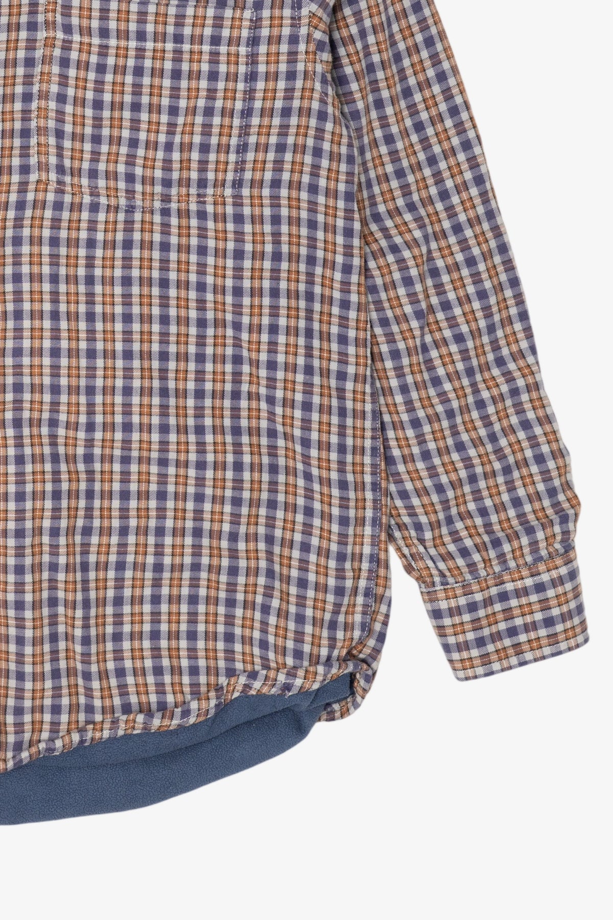 Navy Blue Plaid Grit Iron Blanket Lined Button Up Flannel Shirt (2000s)