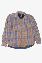 Navy Blue Plaid Grit Iron Blanket Lined Button Up Flannel Shirt (2000s)