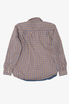 Navy Blue Plaid Grit Iron Blanket Lined Button Up Flannel Shirt (2000s)