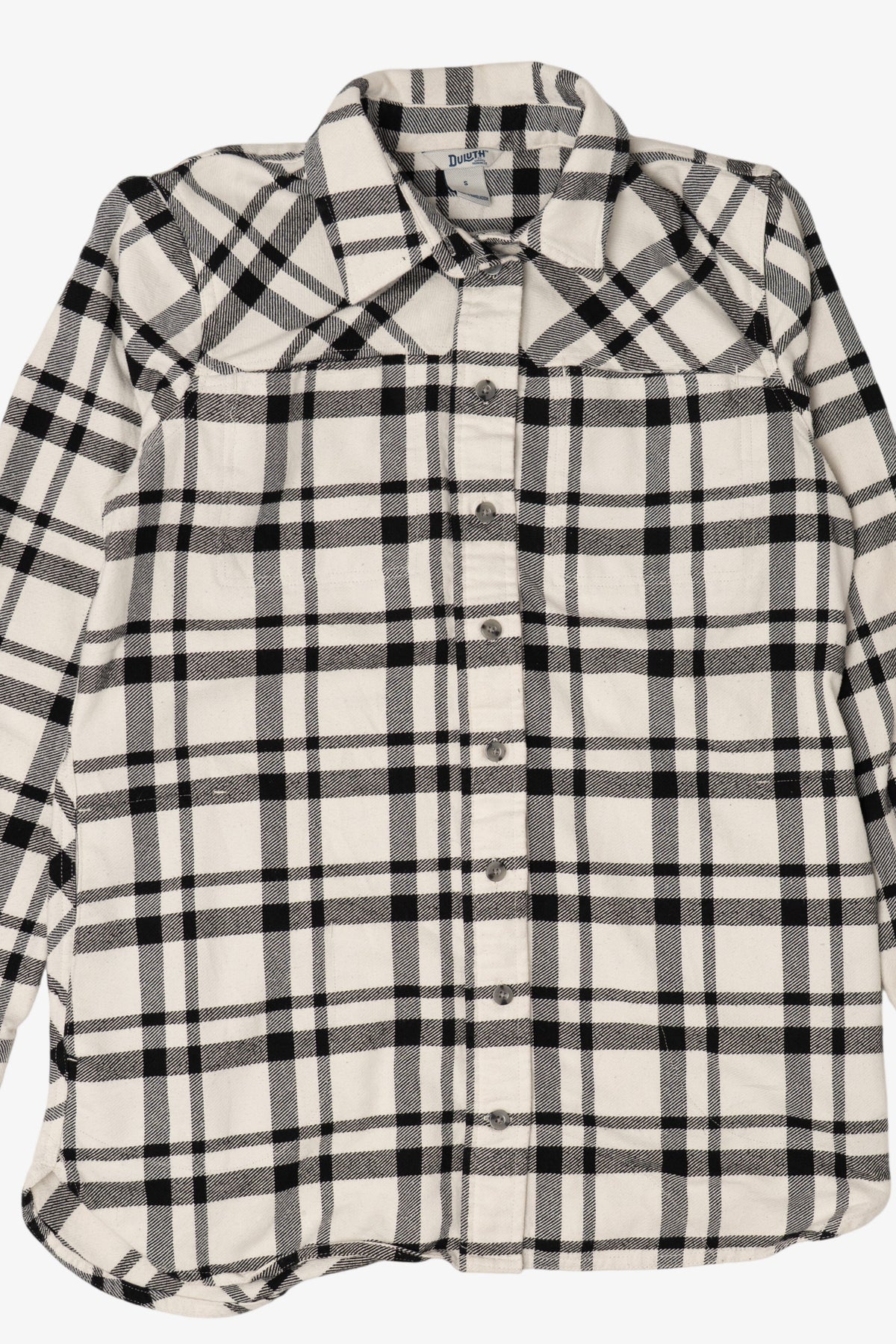 Black And White Plaid Duluth Trading Co. Button Up Shirt (2010s)