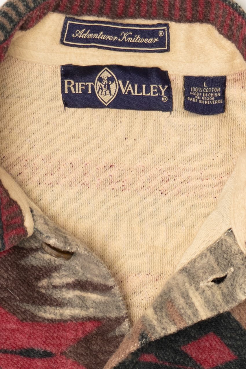 Vintage Beige Southwestern Aztec Pattern Rift Valley Button Up Shirt (1990s)