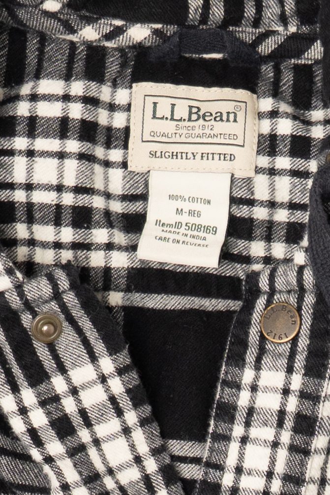 Black And White Plaid L.L. Bean Hooded Button Up Shirt (2010s)