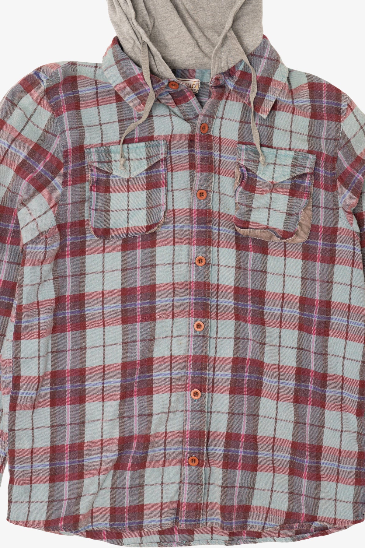 Red Plaid Buffalo David Bitton Hooded Button Up Shirt (2010s)