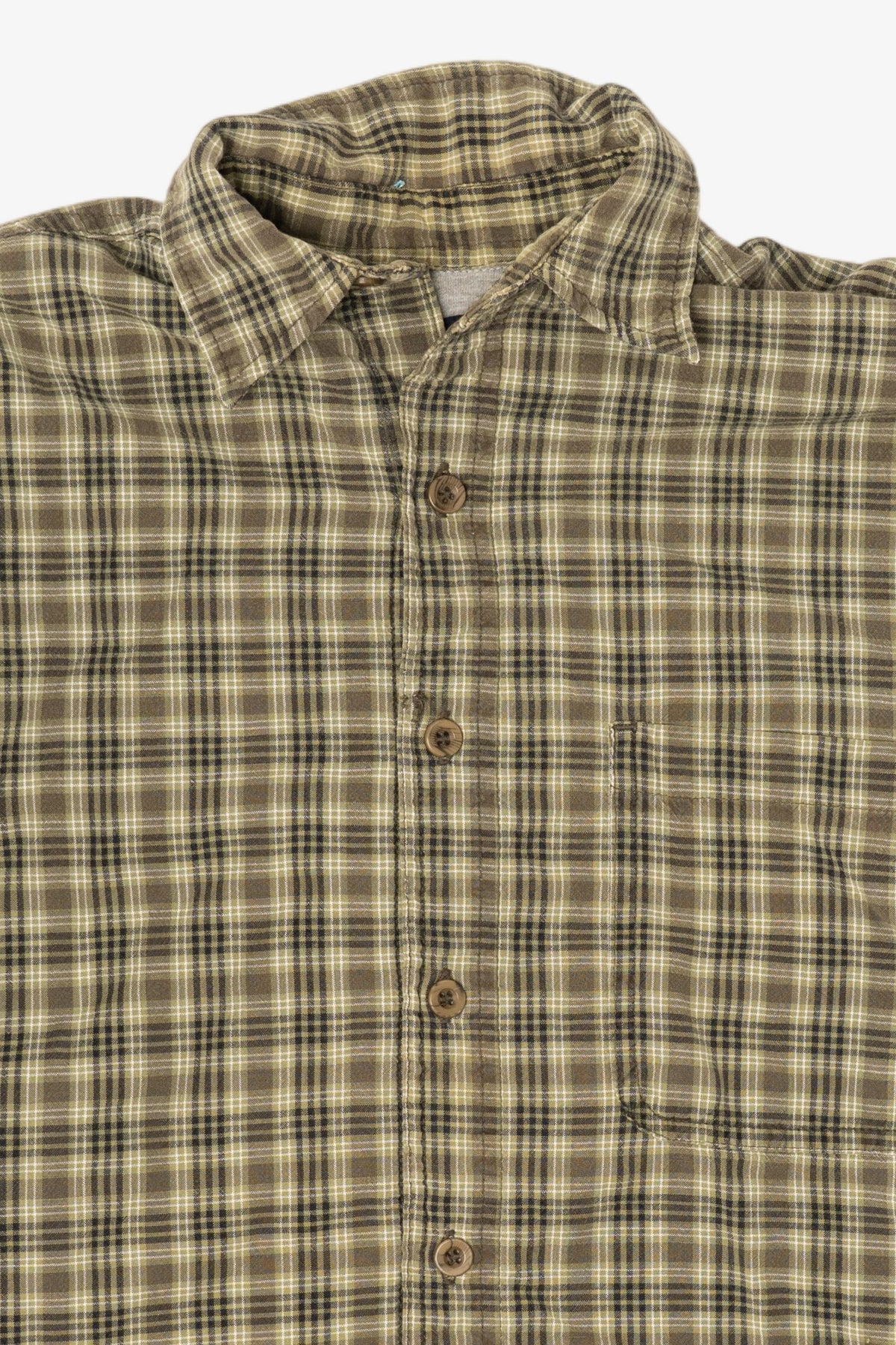 Vintage Olive Plaid Faded Glory Blanket Lined Button Up Shirt (2000s)