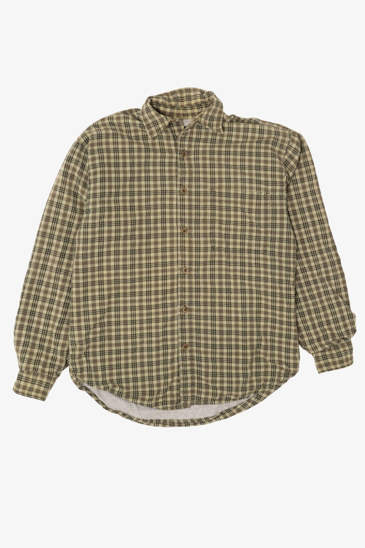 Vintage Olive Plaid Faded Glory Blanket Lined Button Up Shirt (2000s)
