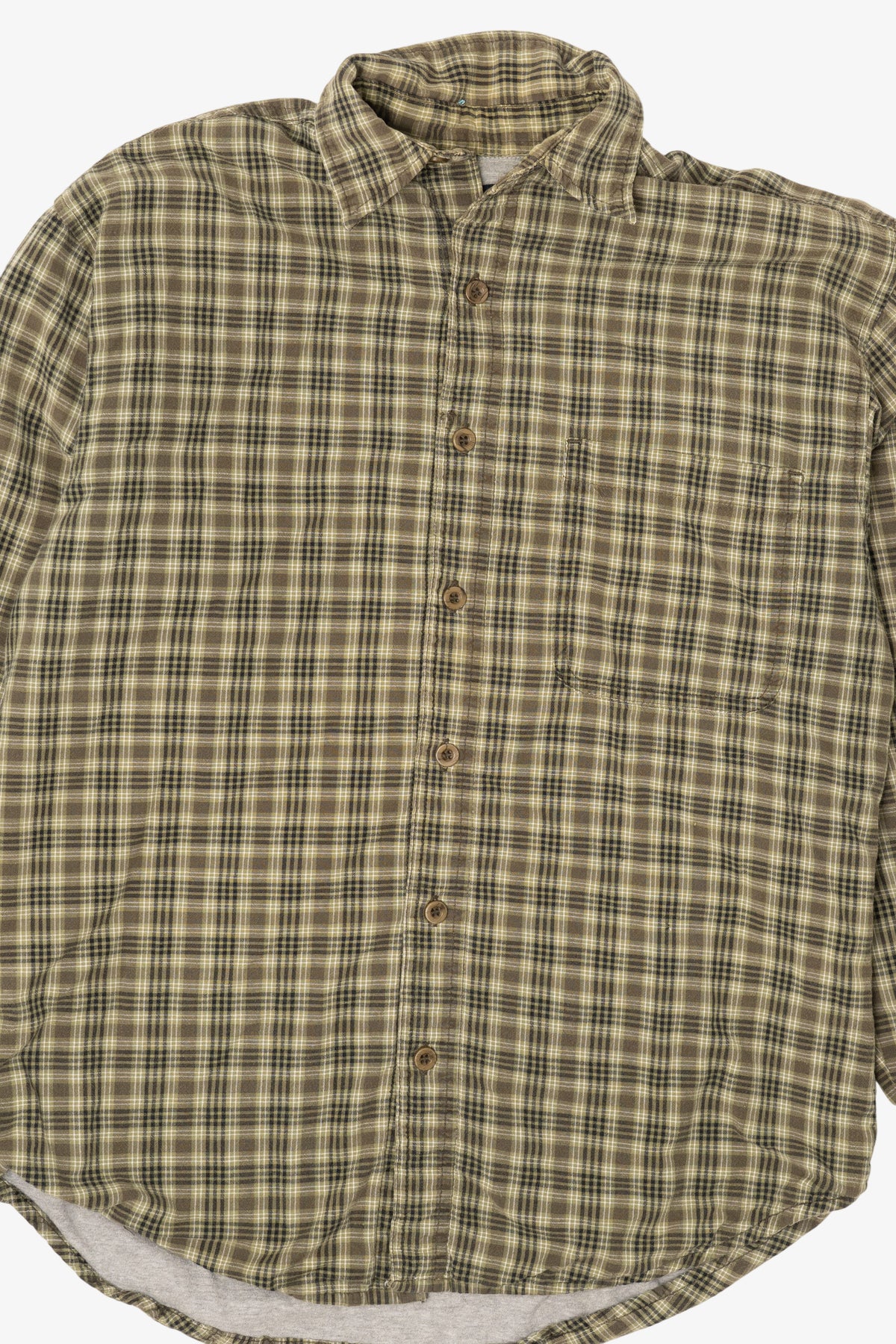 Vintage Olive Plaid Faded Glory Blanket Lined Button Up Shirt (2000s)