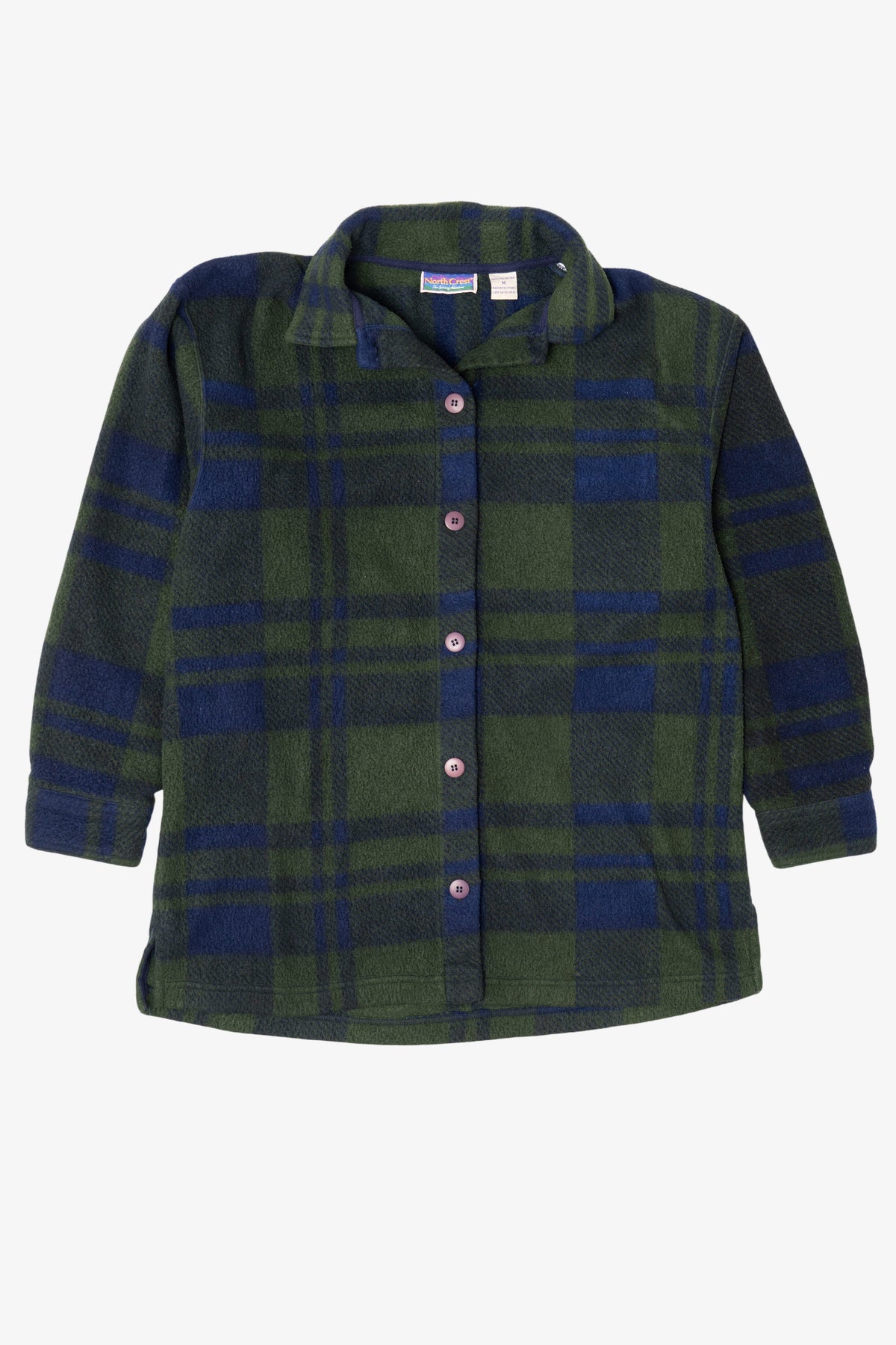 Vintage Plaid Fleece Dark Green Northcrest Button Up Shirt (1990s)