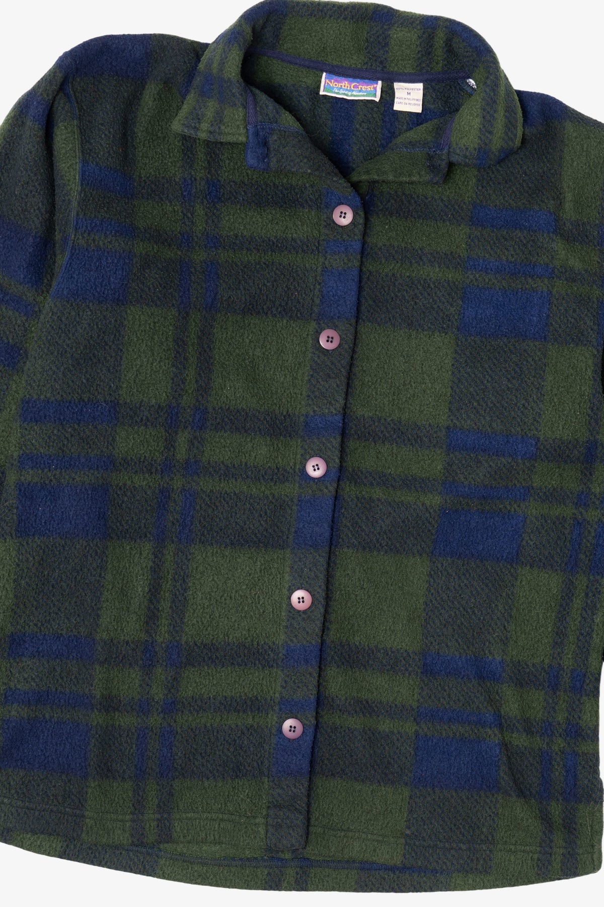 Vintage Plaid Fleece Dark Green Northcrest Button Up Shirt (1990s)